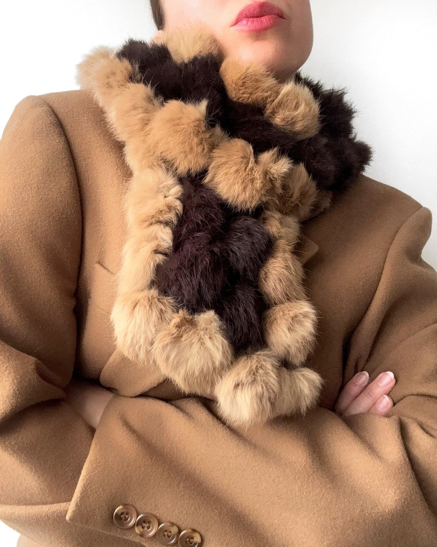 Genuine Fur Tan and Chocolate Brown Stole
