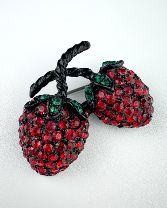 40/50s “Weiss” Cherry Rhinestones Brooch
