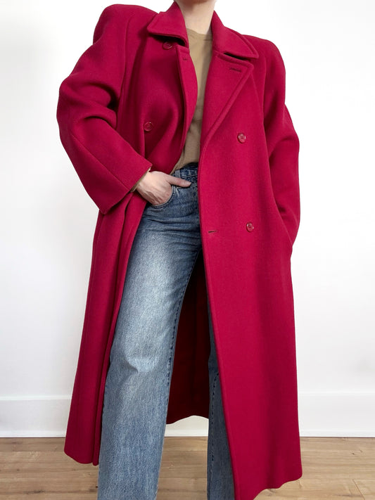 80s/90s Wool Raspberry Top Coat