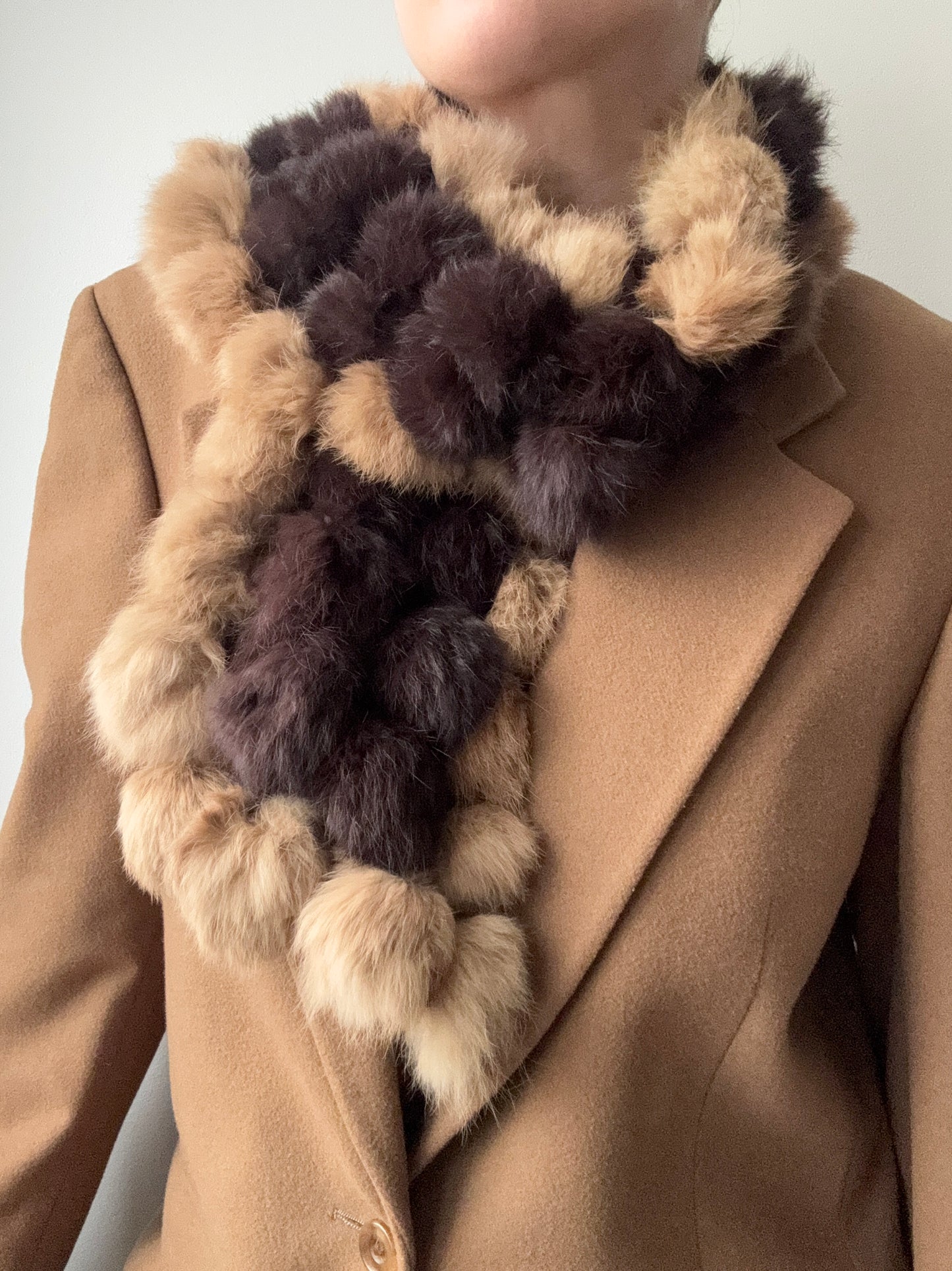 Genuine Fur Tan and Chocolate Brown Stole