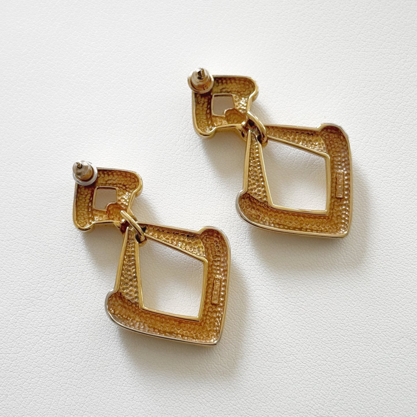 80s “Krementz” Geometric Triangle Dangle Earrings
