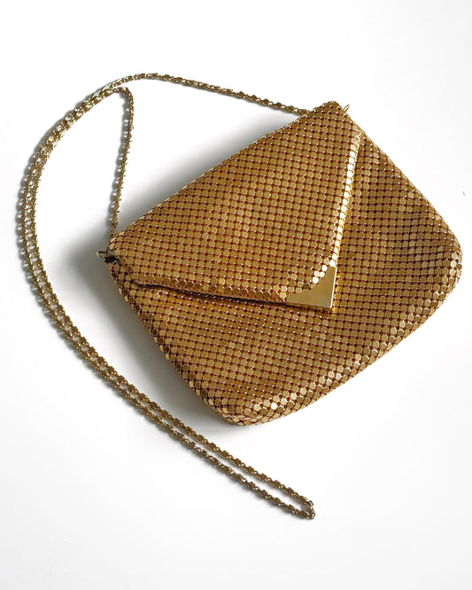 80s/90s Metal Mesh Gold Evening Bag