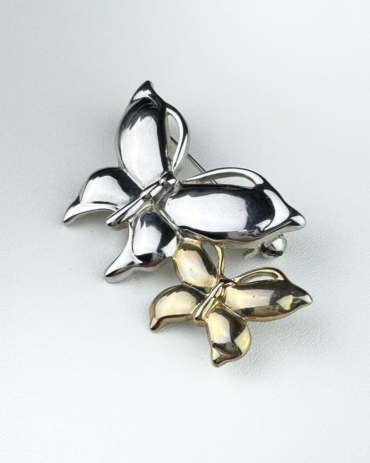 90s Two tone Butterflies Brooch