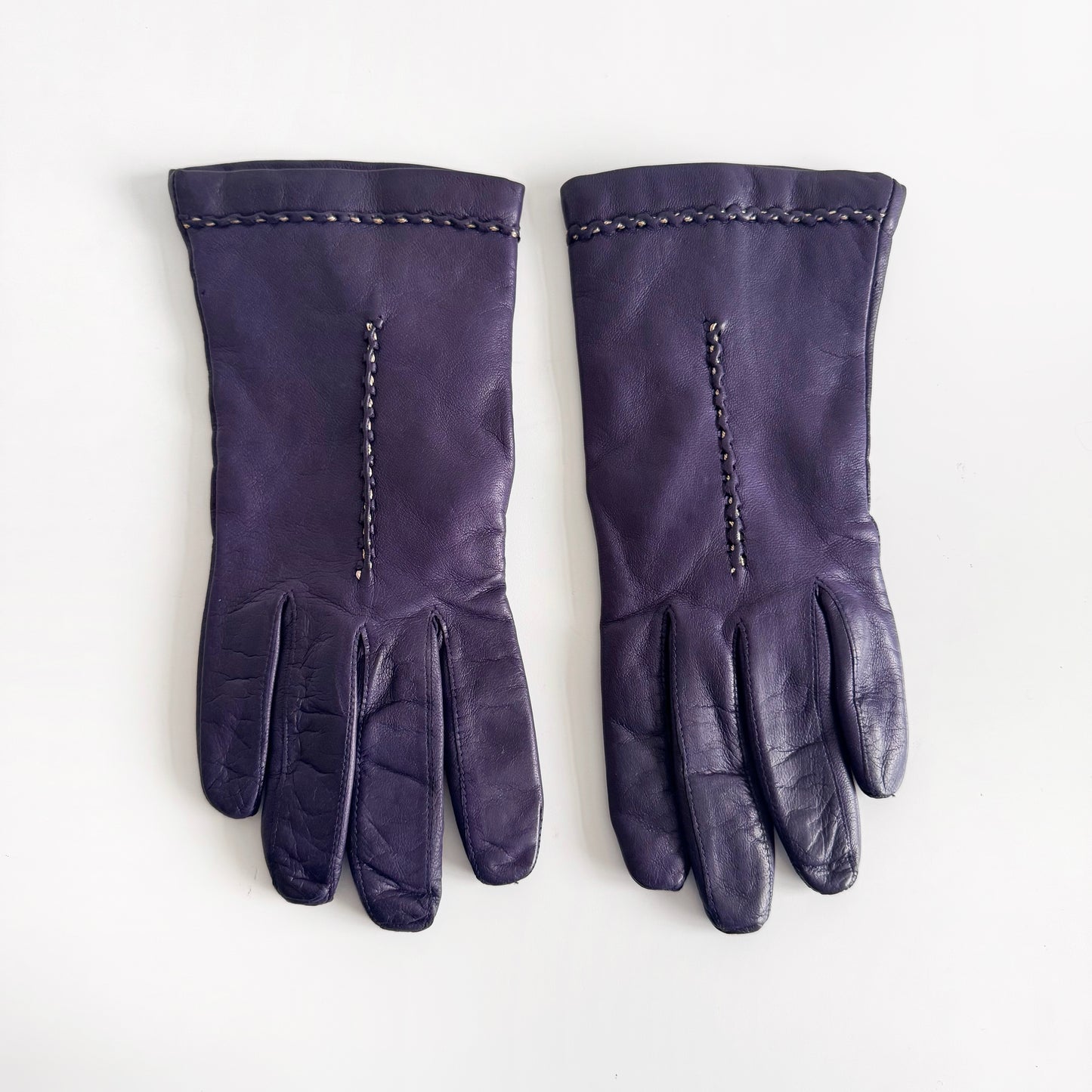 Genuine Leather Italian Purple Gloves, Cashmere Lined