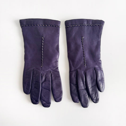 Genuine Leather Italian Purple Gloves, Cashmere Lined