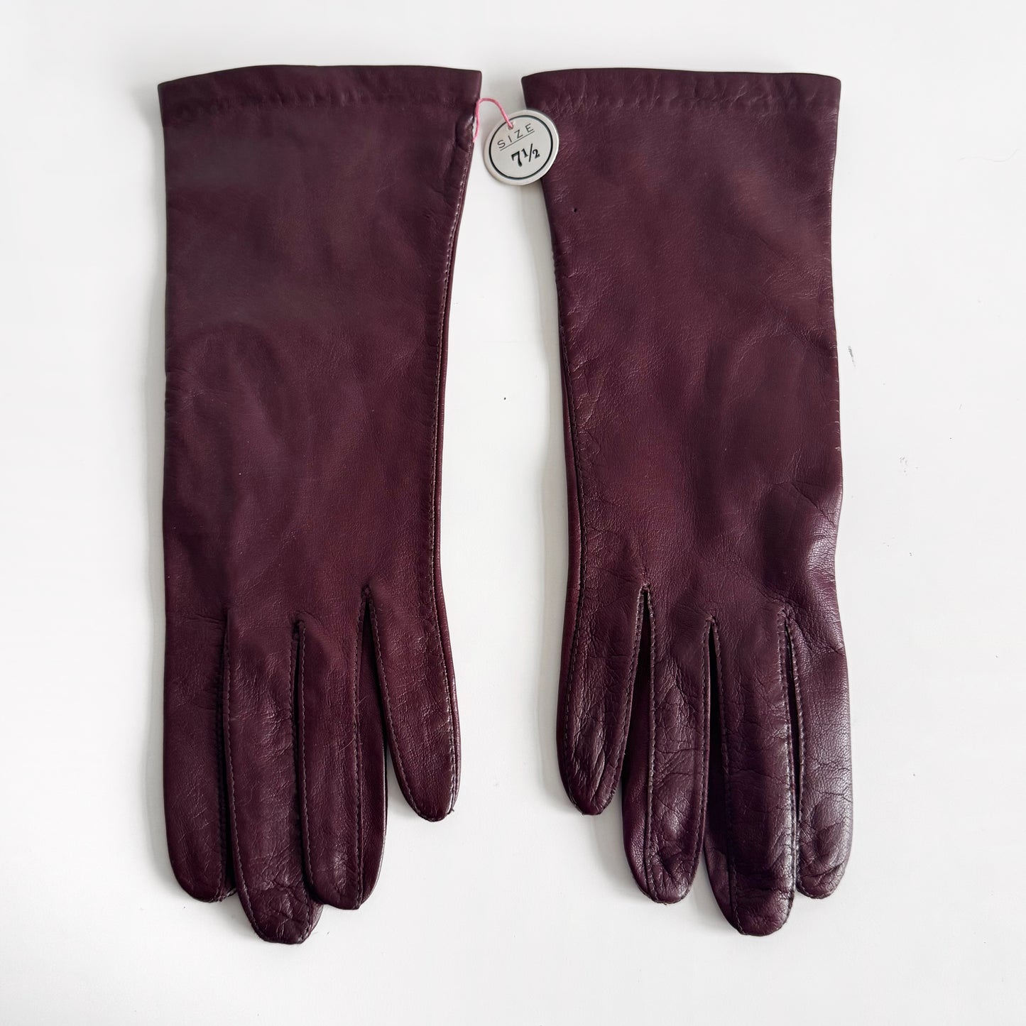 Genuine Leather Burgundy Gloves Long, Silk Lined