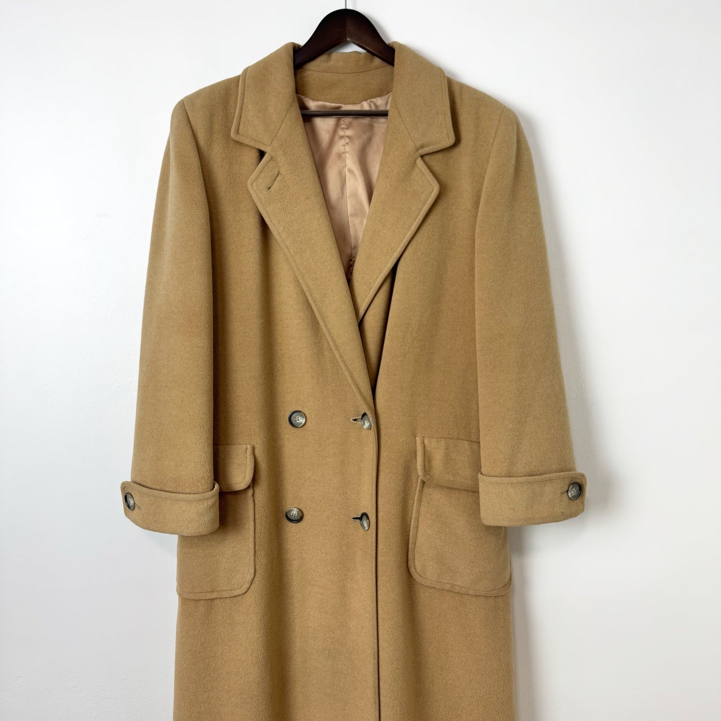 80s/90s Regency Neiman Marcus Camel Hair Top Coat in Tan