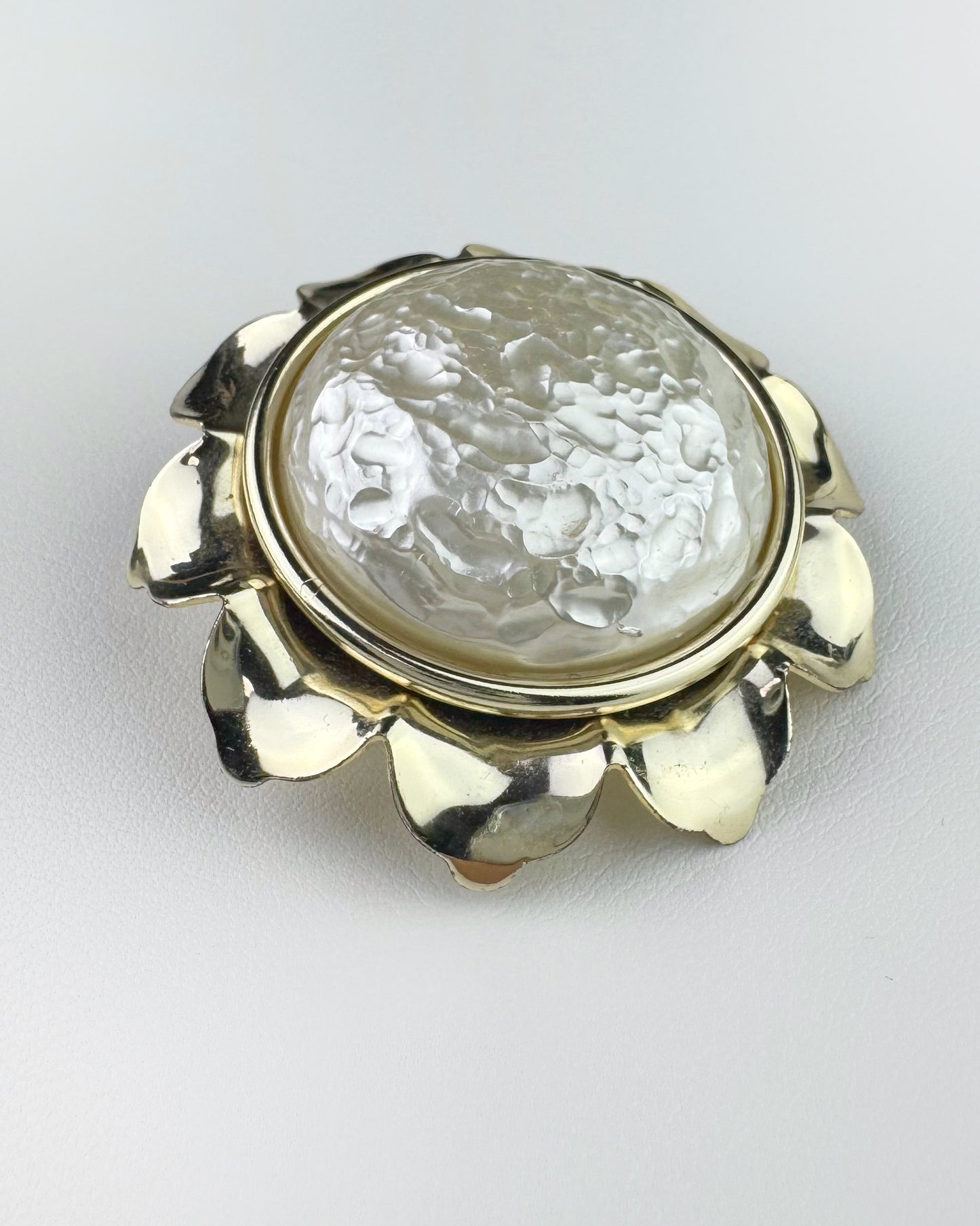 60s Pearlescent Sunflower Brooch