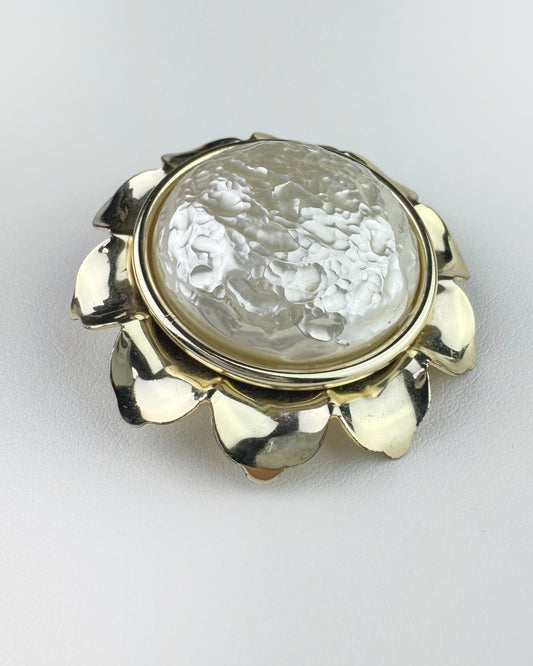 60s Pearlescent Sunflower Brooch