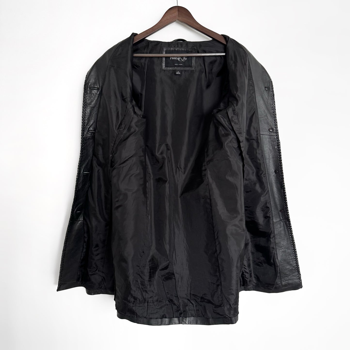 00s Genuine Leather Braided Trench Coat