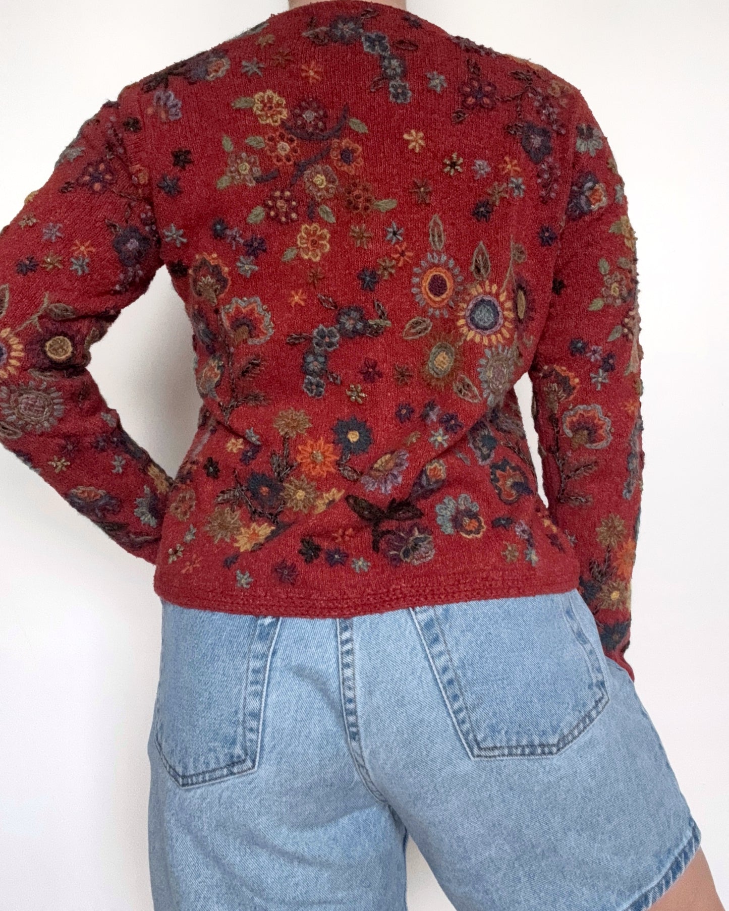 90s/00s Floral Embroidered Cardigan