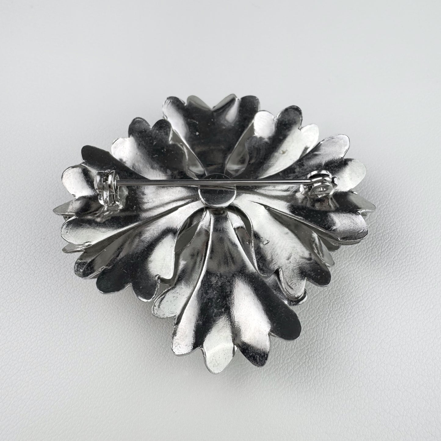 50s/60s Silver tone Flower Brooch