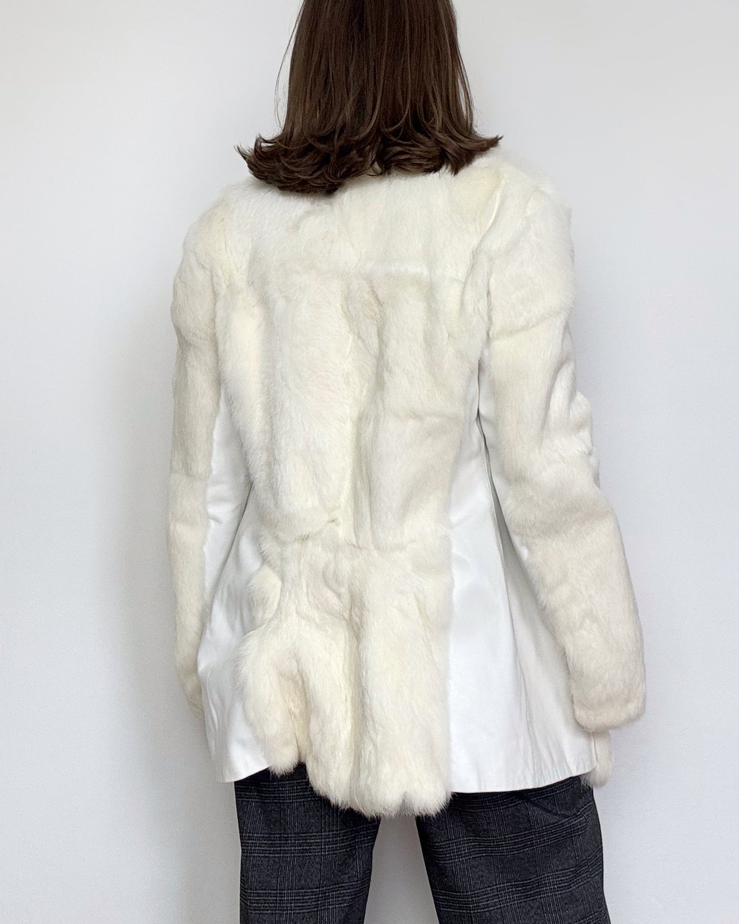 2010s Bebe Rabbit Fur Coat with Leather Panels