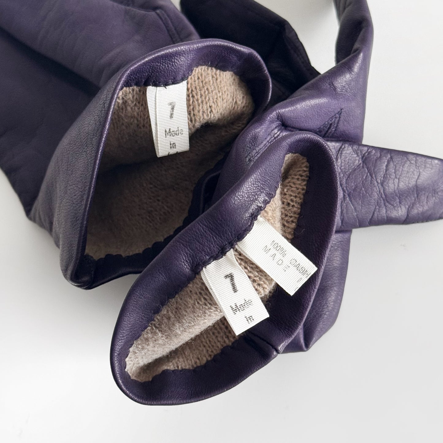 Genuine Leather Italian Purple Gloves, Cashmere Lined