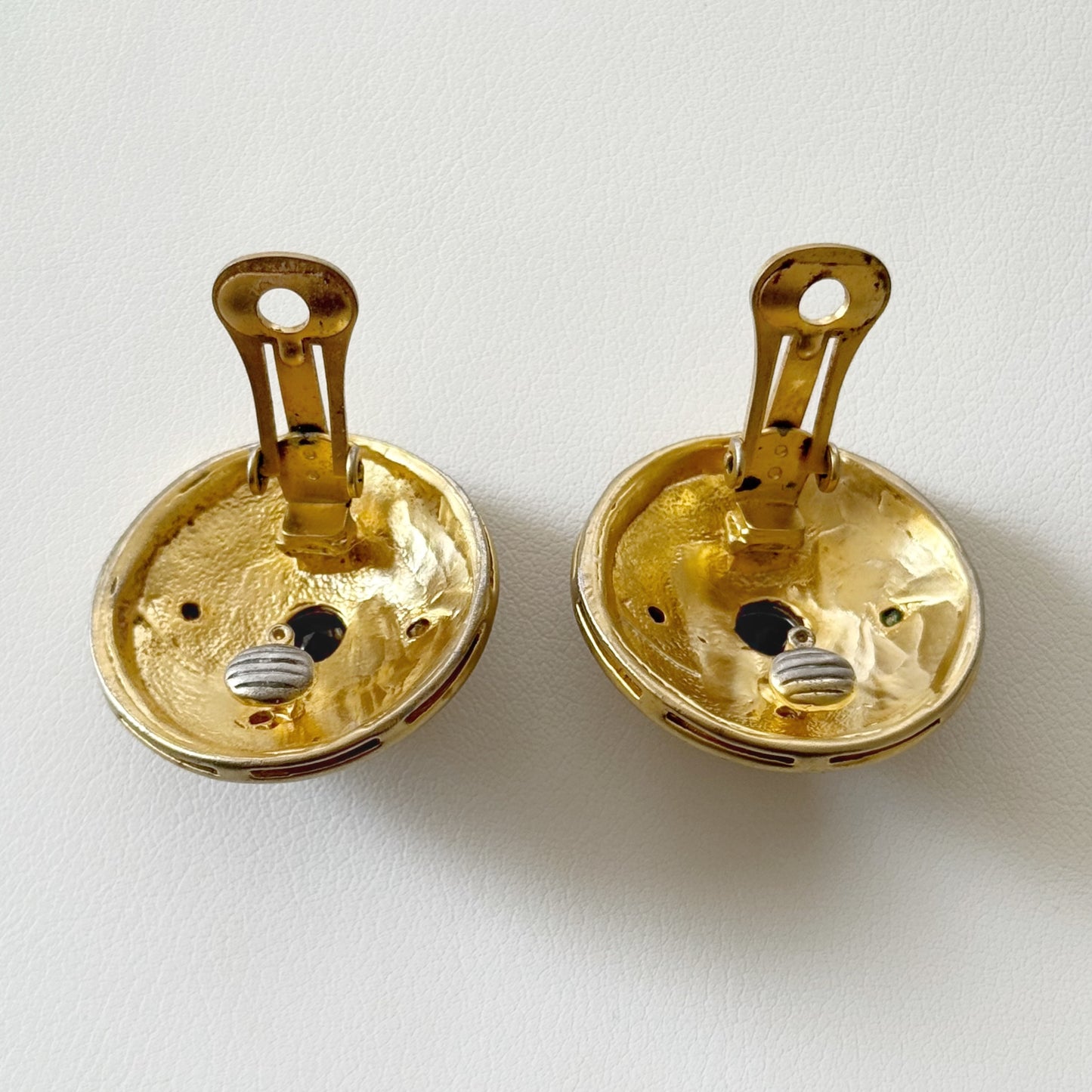 80s Rhinestone Dome Clip Earrings