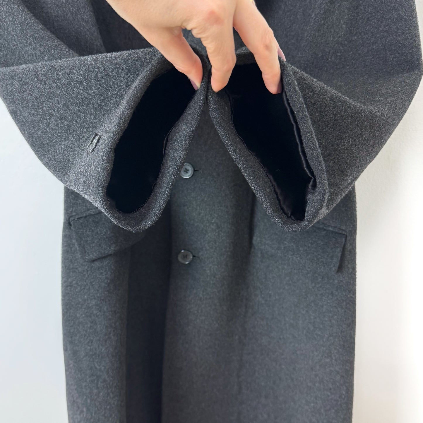 50s Structured Wool Top Coat in Charcoal