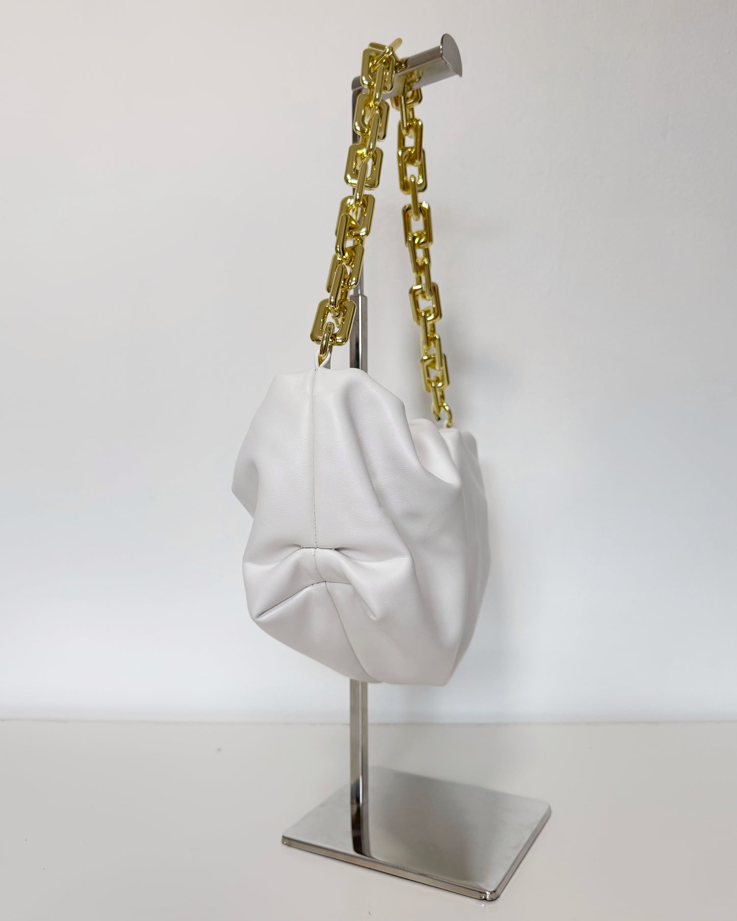 Pouch Shoulder Bag with Gold Chunky Chain