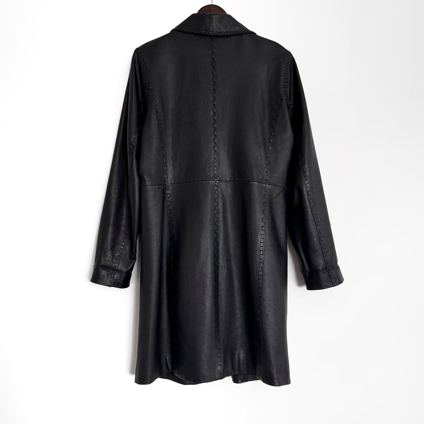 00s Genuine Leather Braided Trench Coat