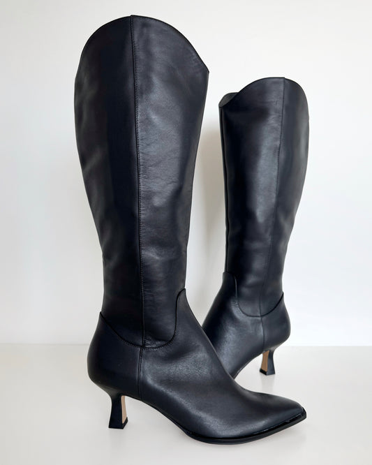 Dolce Vita “Annika” Leather Knee High Kitten Heel Boots (9)