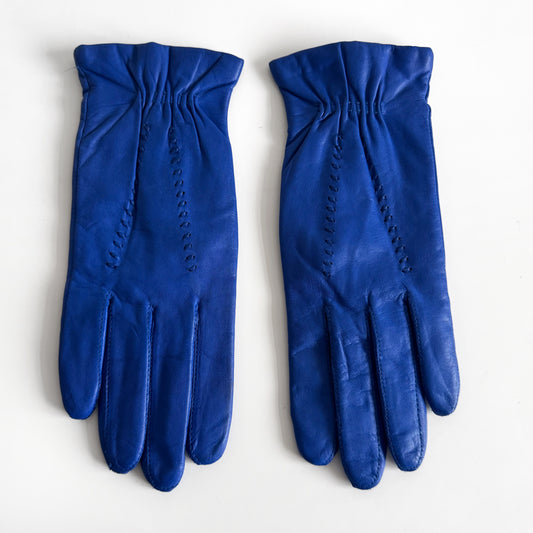 Genuine Leather Cobalt Blue Gloves