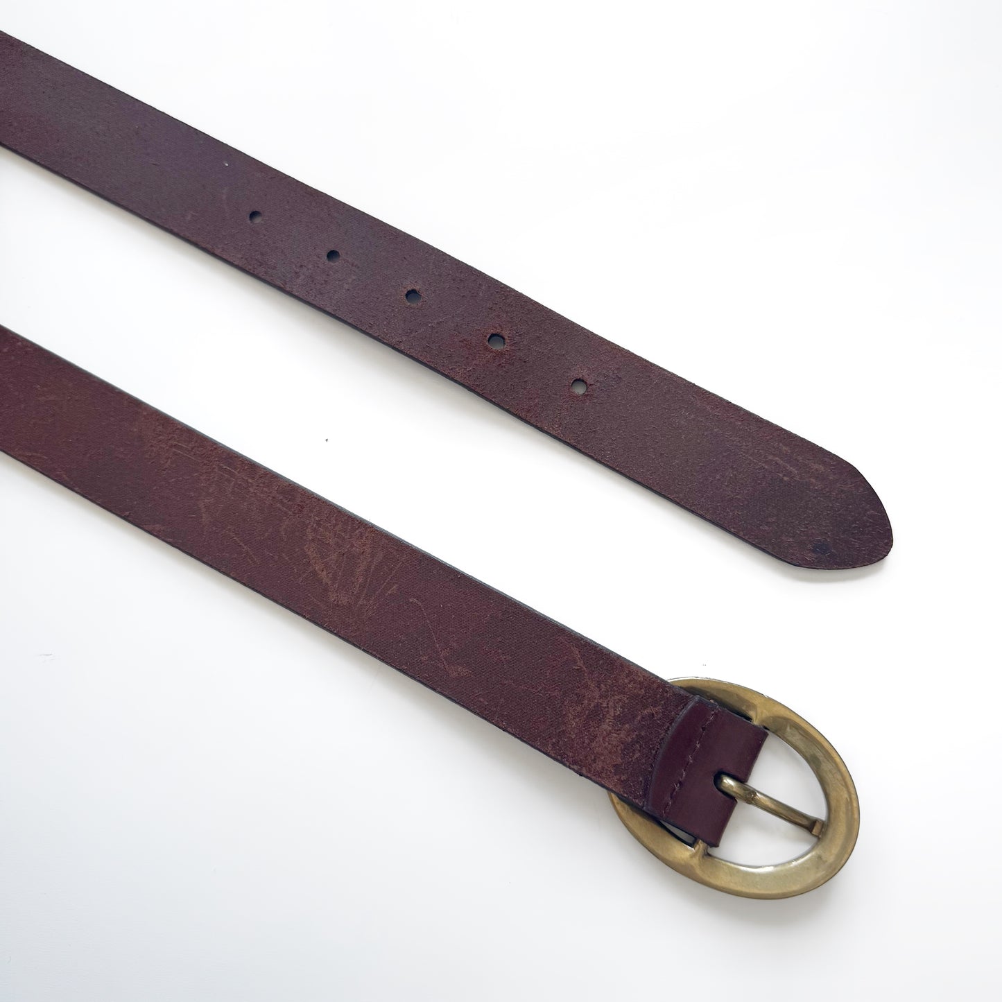 Genuine Leather Tan Belt with Brass Oval Buckle