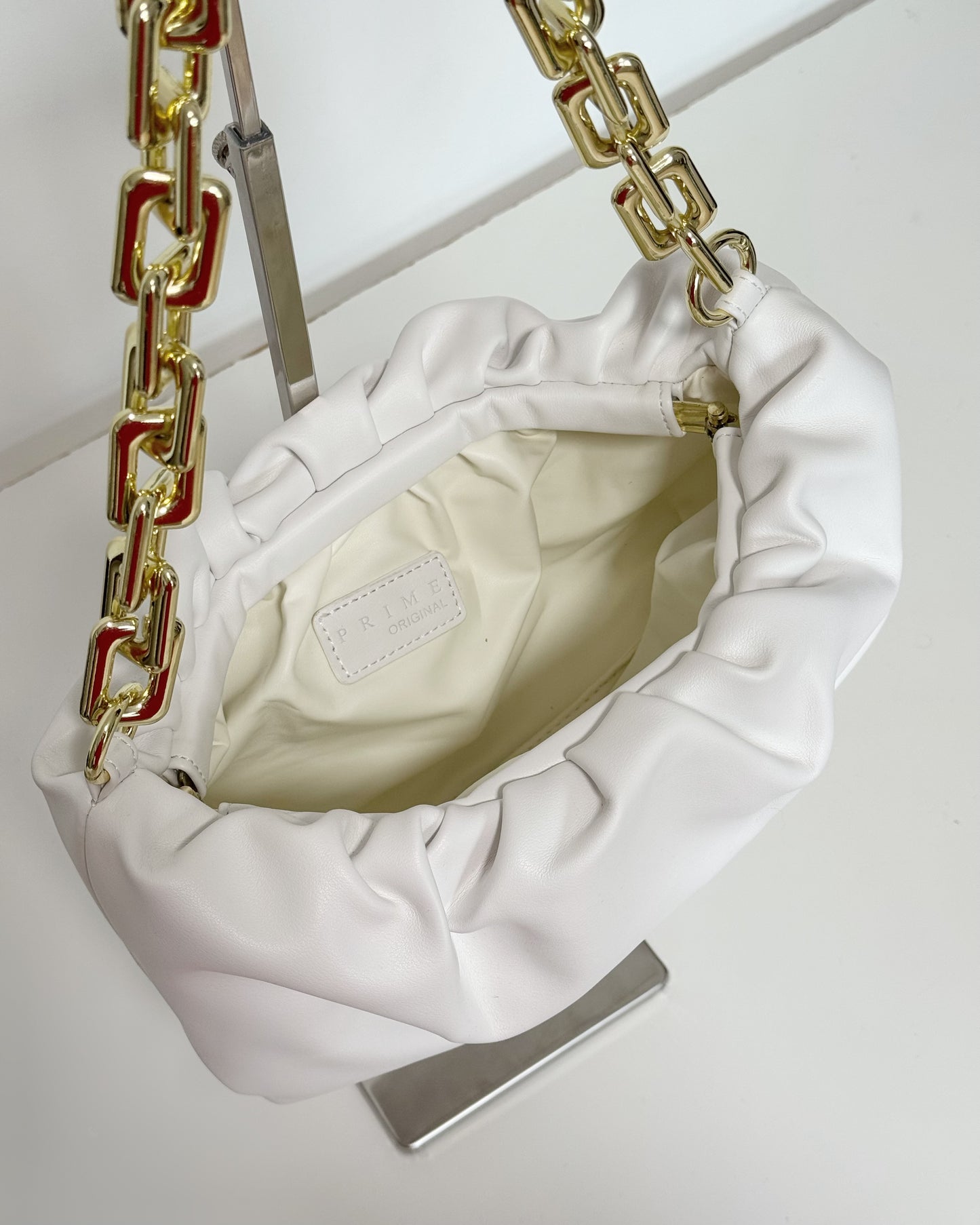 Pouch Shoulder Bag with Gold Chunky Chain