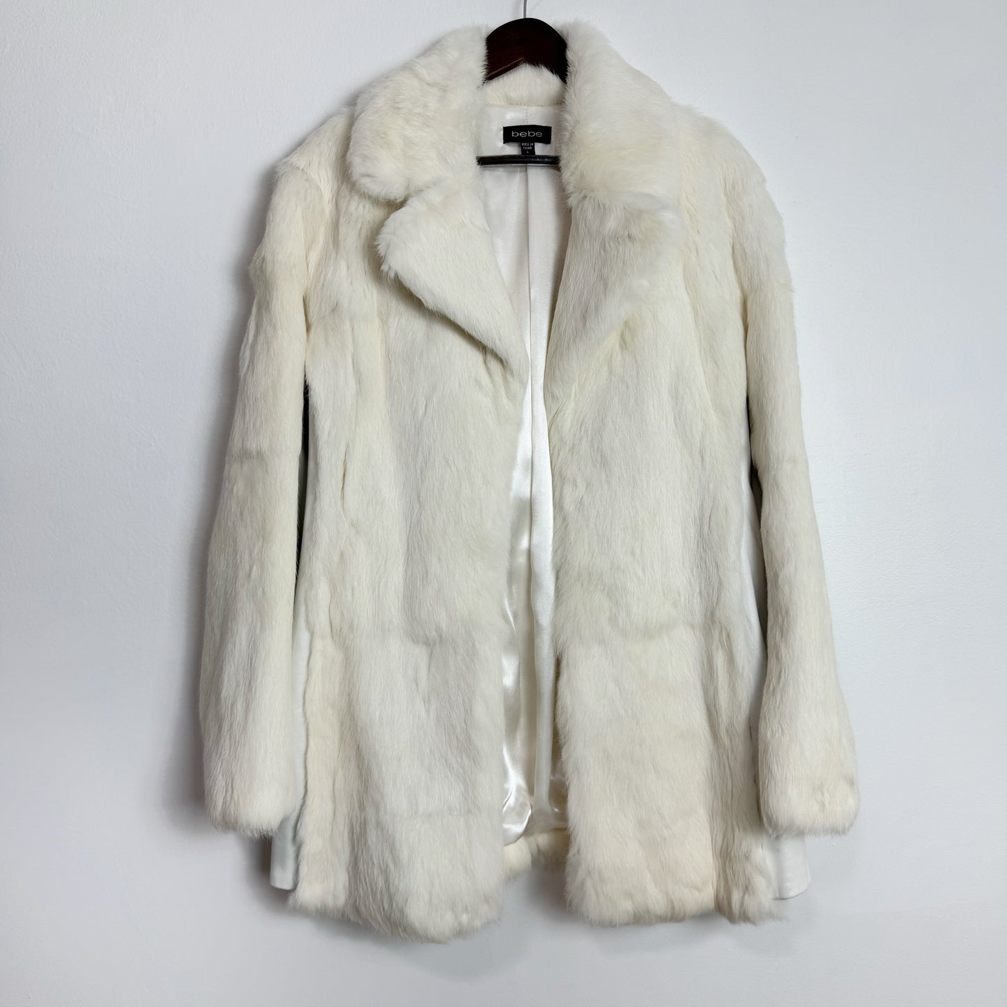 2010s Bebe Rabbit Fur Coat with Leather Panels