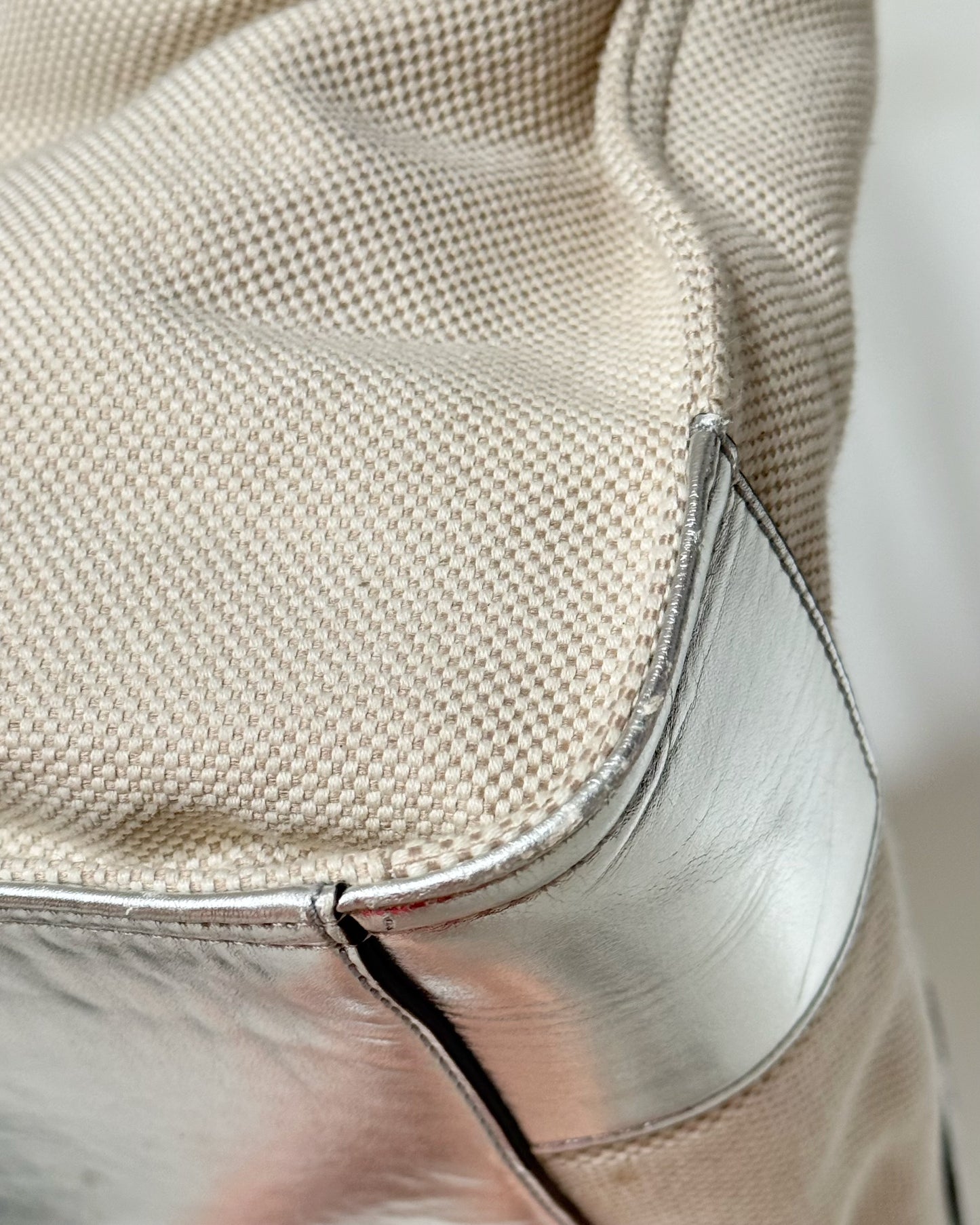 Tory Burch Canvas Logo Tote in Silver