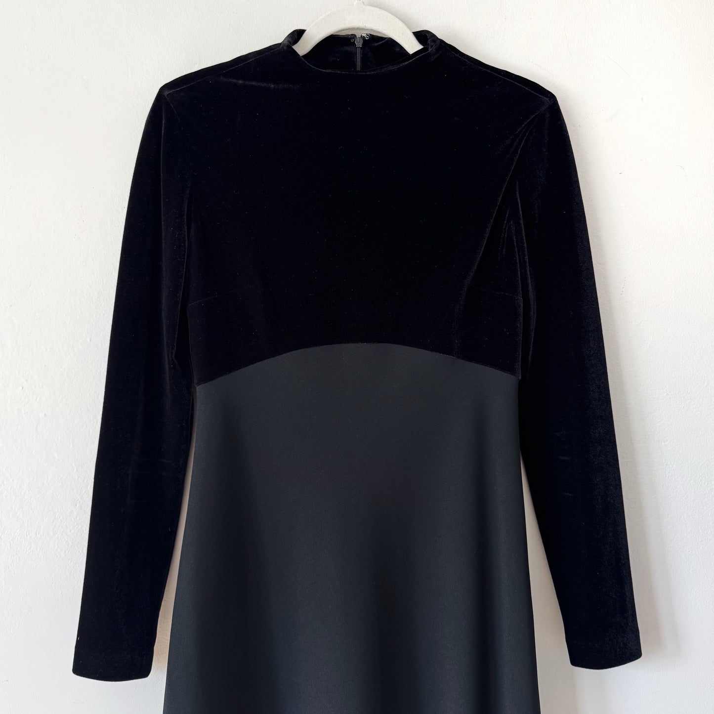 Velvet Mock Neck Knee Length Dress