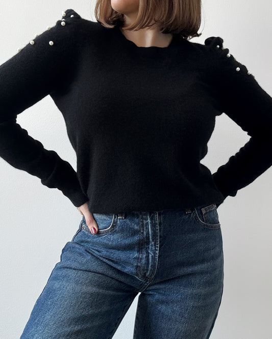 Cashmere Crewneck Sweater with Pearls