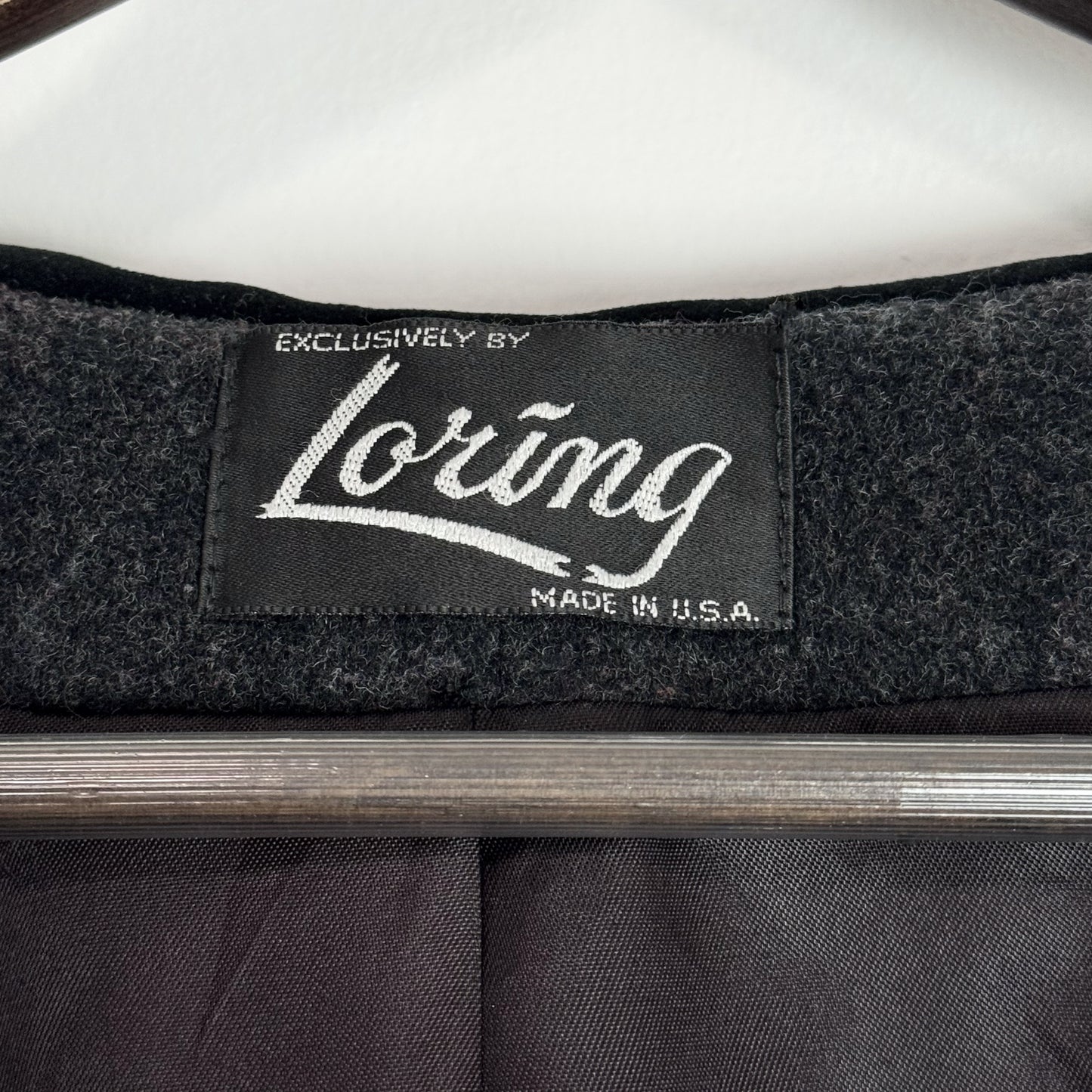 80s Charcoal Cape Coat with Velvet Details