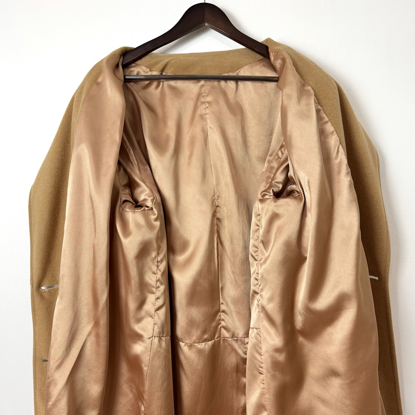 80s/90s Regency Neiman Marcus Camel Hair Top Coat in Tan
