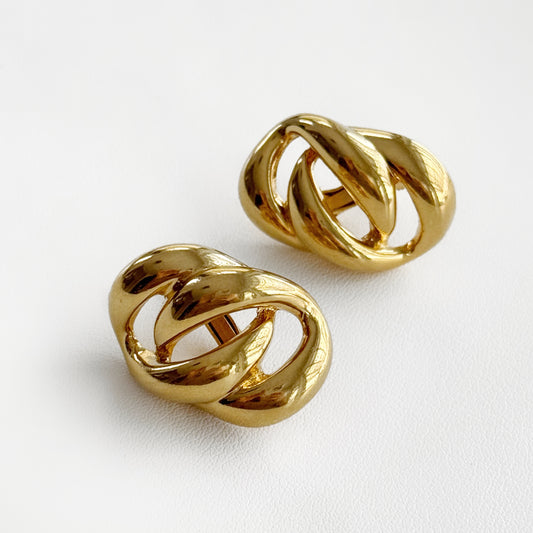 80s Napier Double Link Clip Earrings
