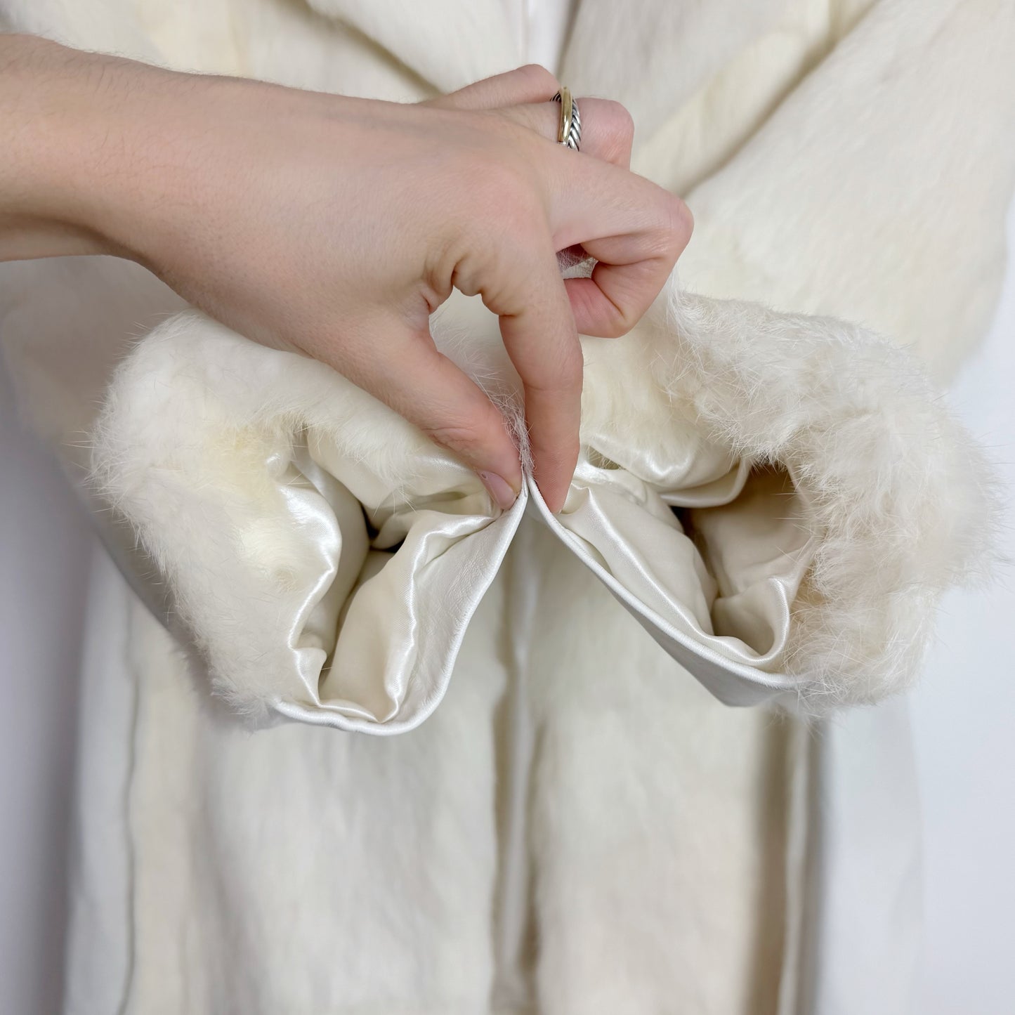 2010s Bebe Rabbit Fur Coat with Leather Panels