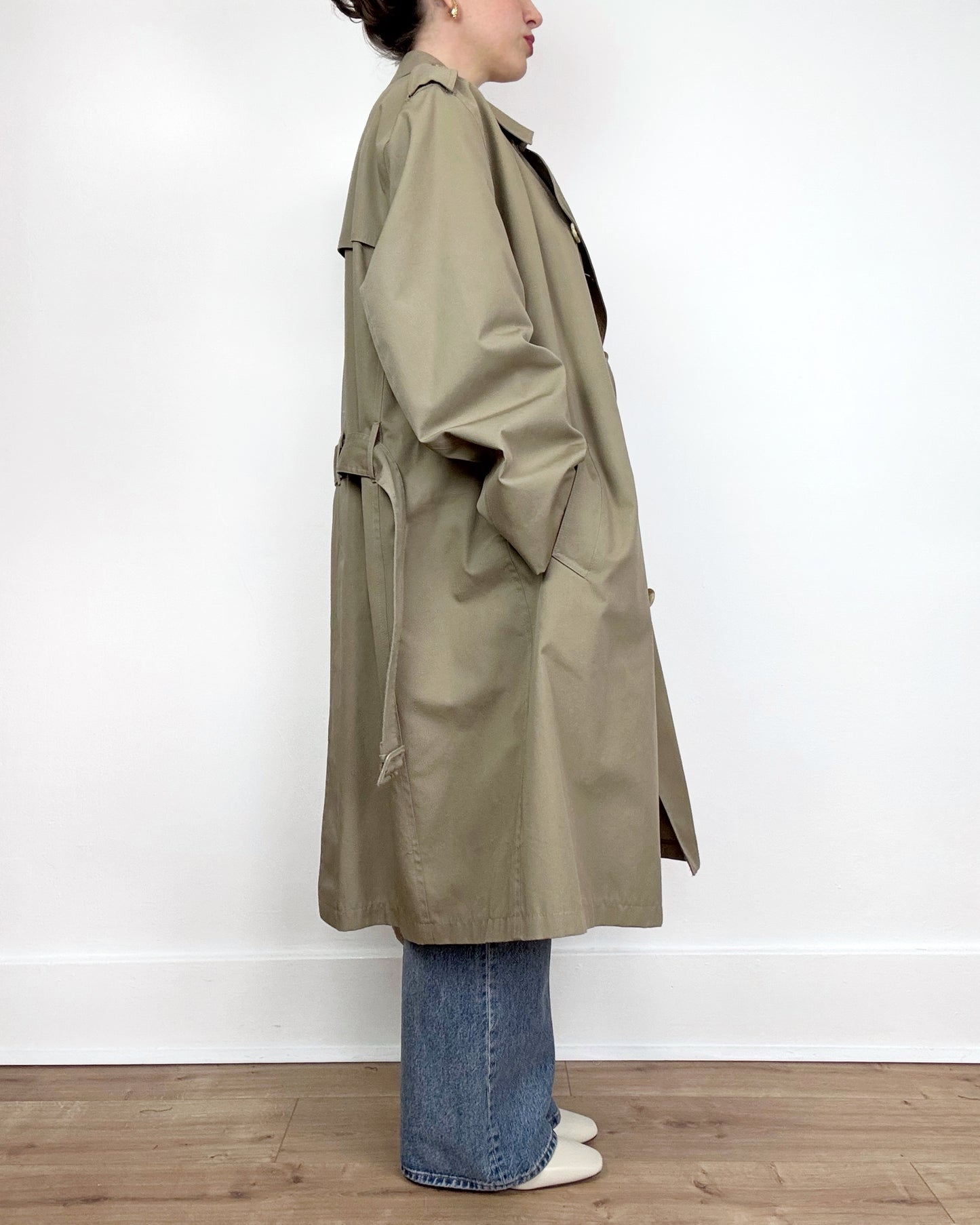 90s Minimal Trench Coat in Tan