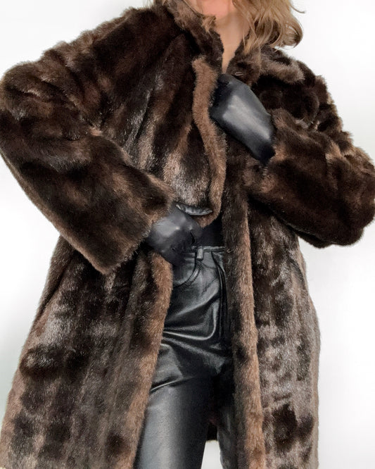 90s/00s Chocolate Brown Faux Fur Mink