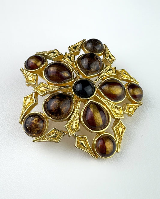 80s/90s Amber Star Brooch Pendant