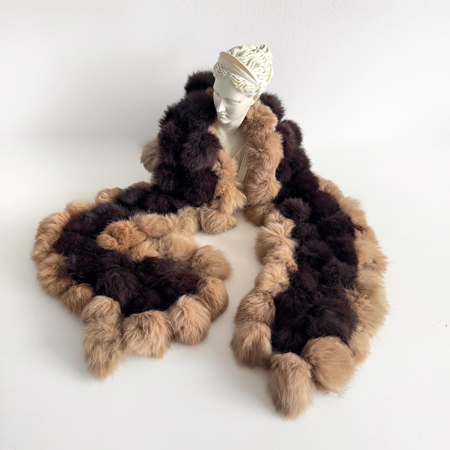 Genuine Fur Tan and Chocolate Brown Stole