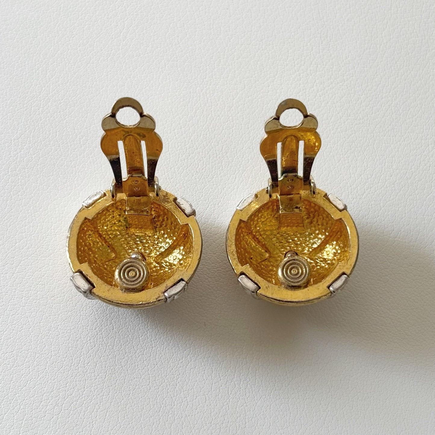 80s Two-tone Cross Dome Clip Earrings