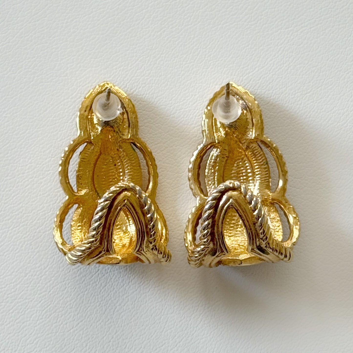 Vintage Gold-tone Black Enamel Earrings