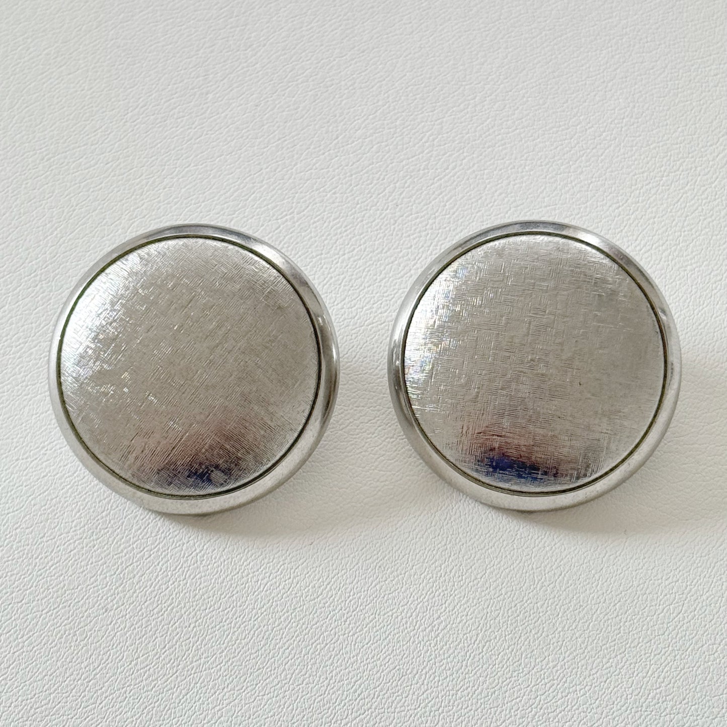 Vintage Silver-tone Dome Clip Earrings