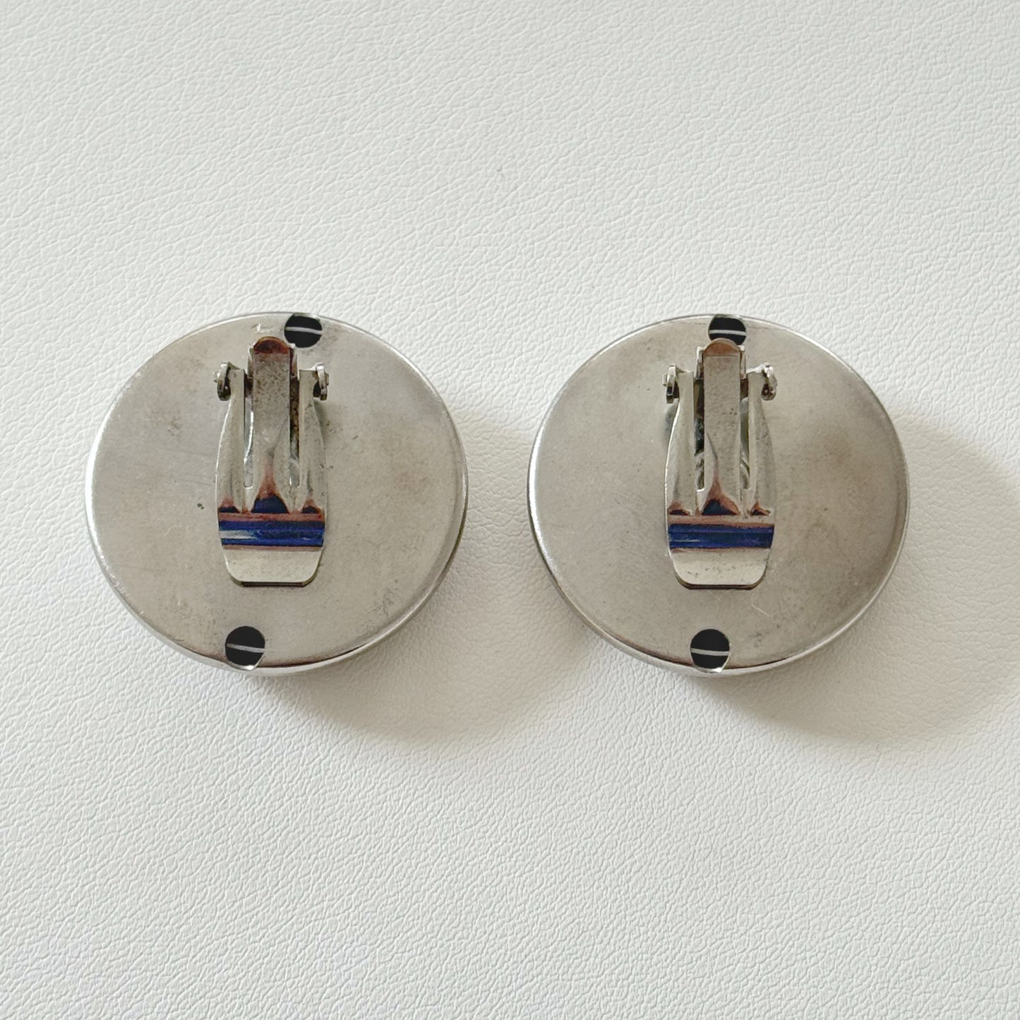 Vintage Silver-tone Dome Clip Earrings