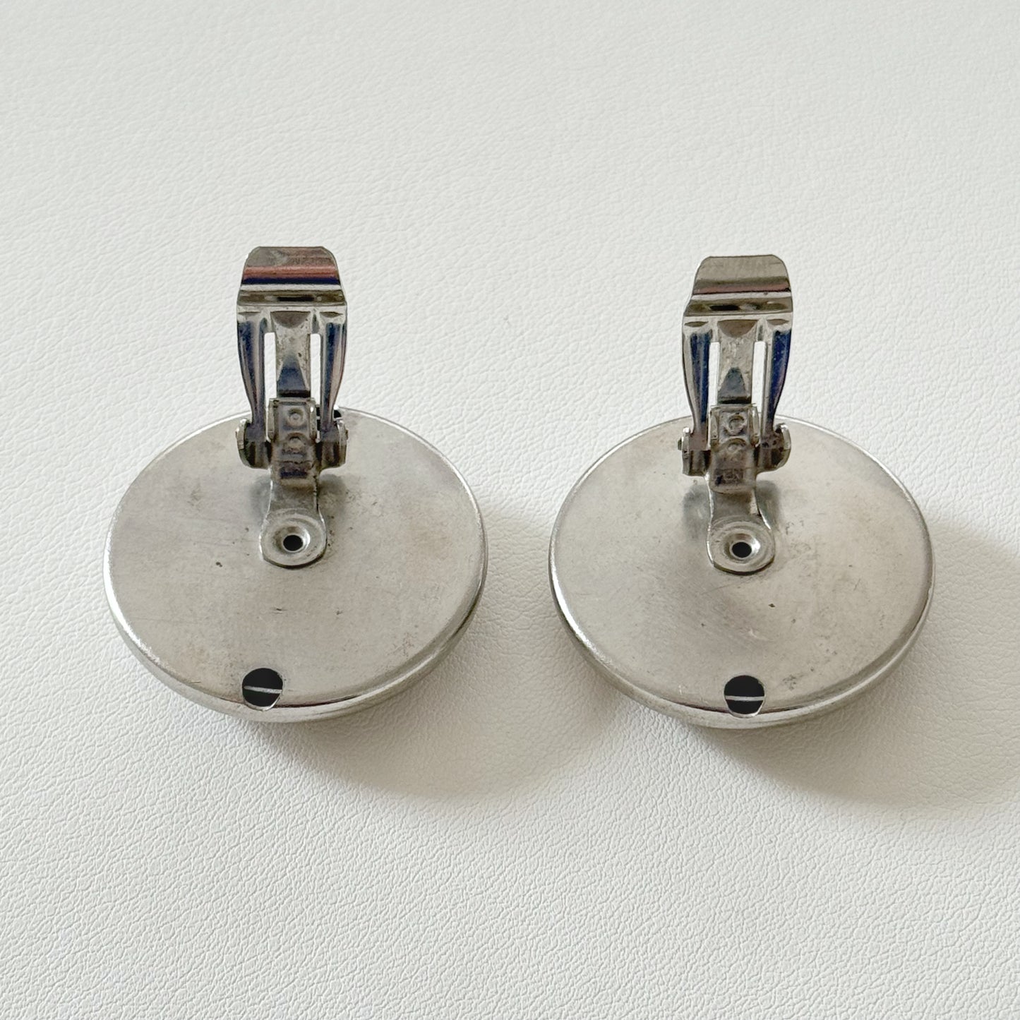 Vintage Silver-tone Dome Clip Earrings