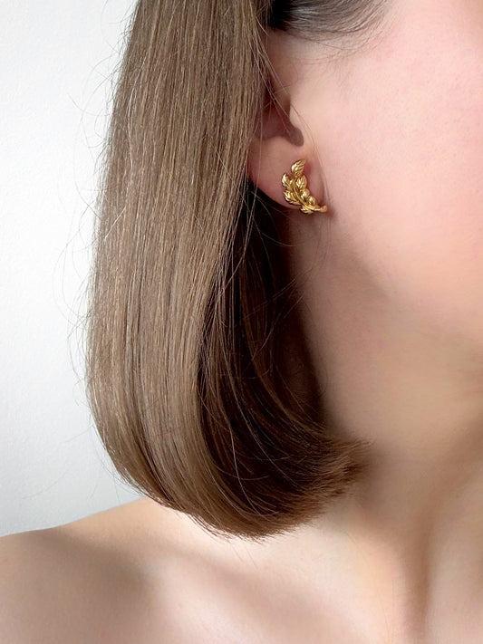 Vintage Gold-tone Leaf Earrings