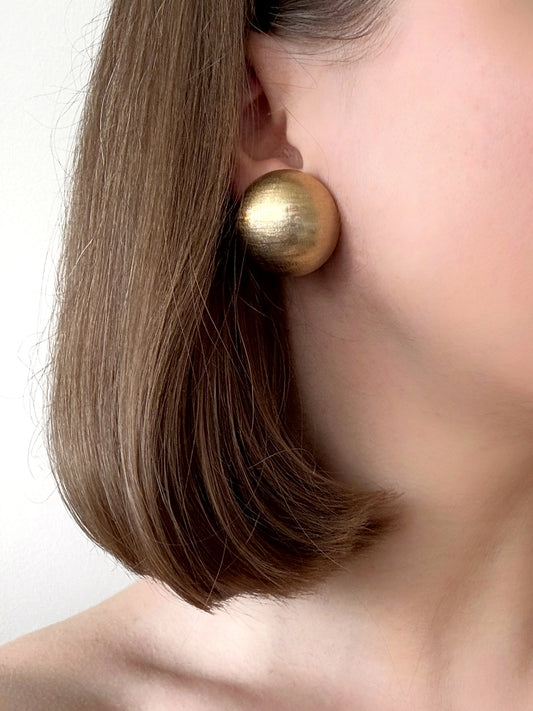 Vintage Gold-tone Dome Clip Earrings