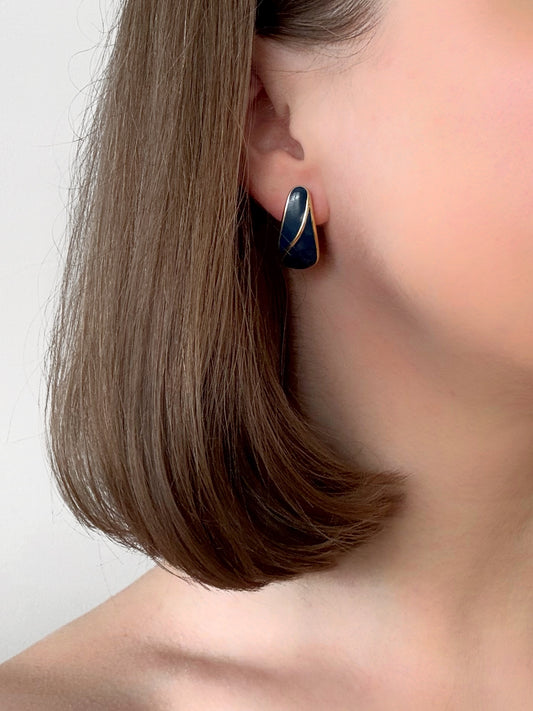 Vintage Navy Small Teardrop Earrings