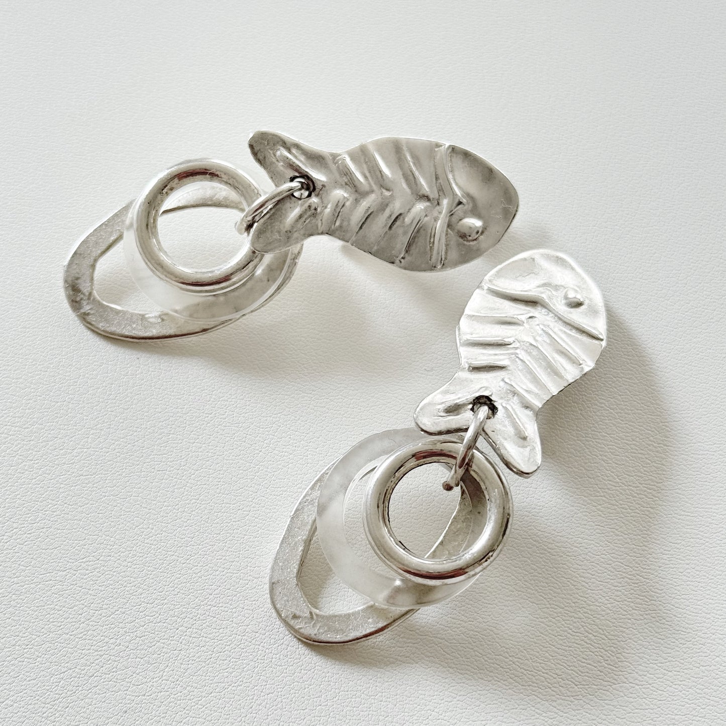 Vintage "Norma Jean" Silver tone Fish Earrings