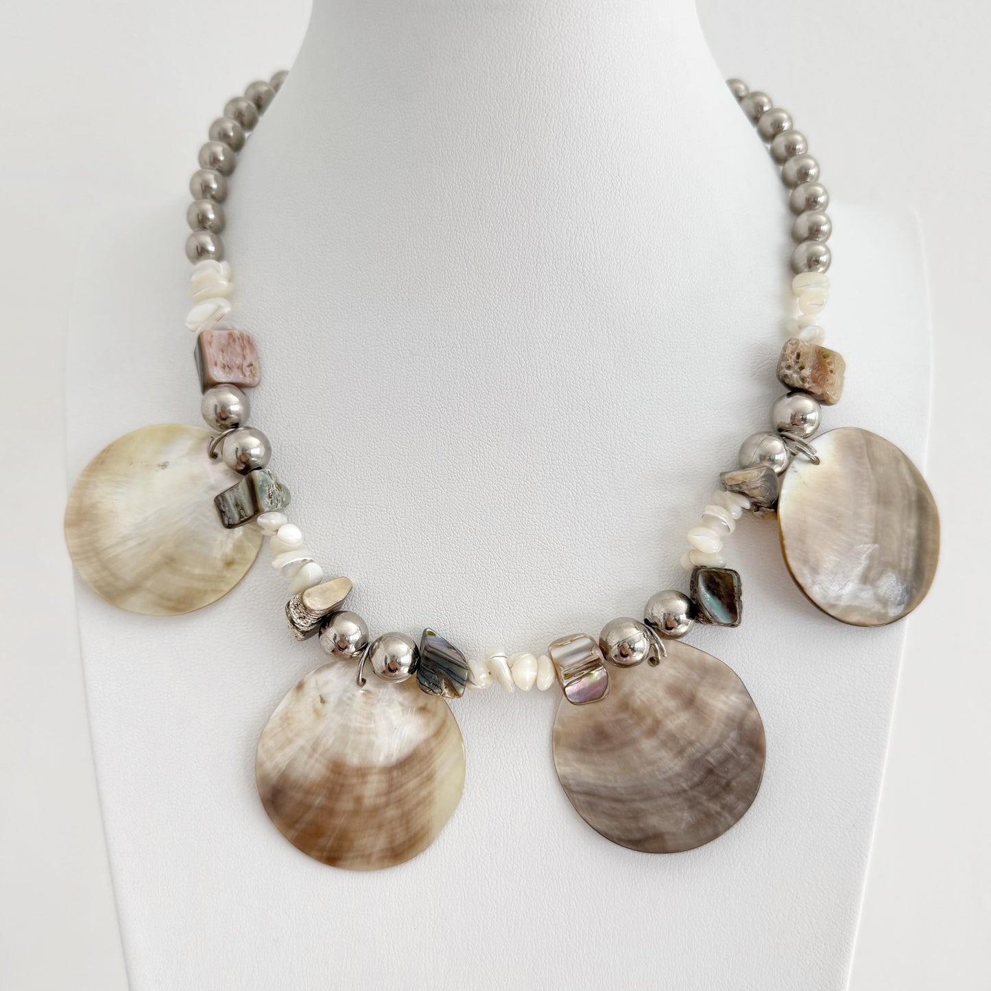 Vintage Abalone Shell Silver tone Necklace