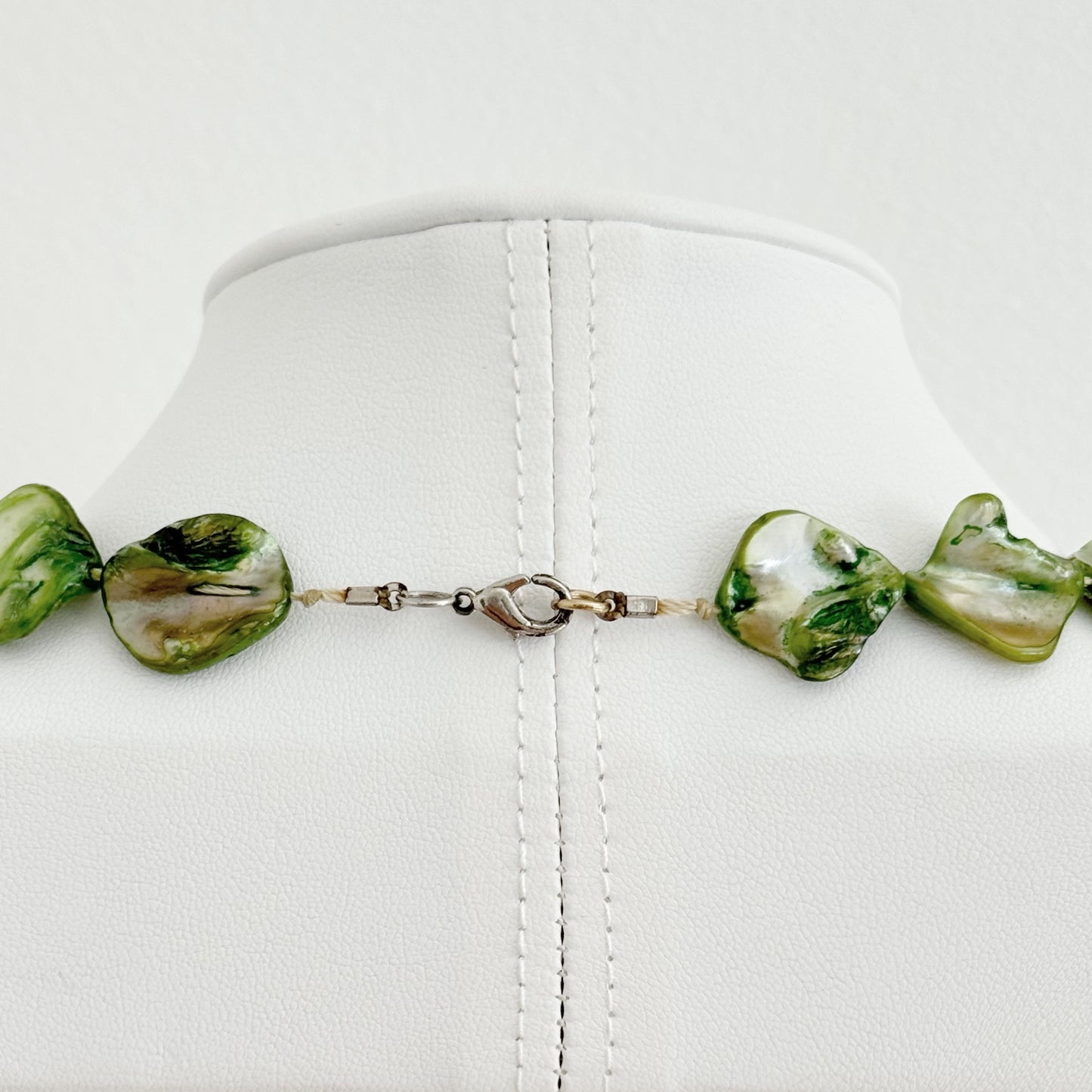 Vintage Set - Green Mother of Pearl Necklace & Earrings