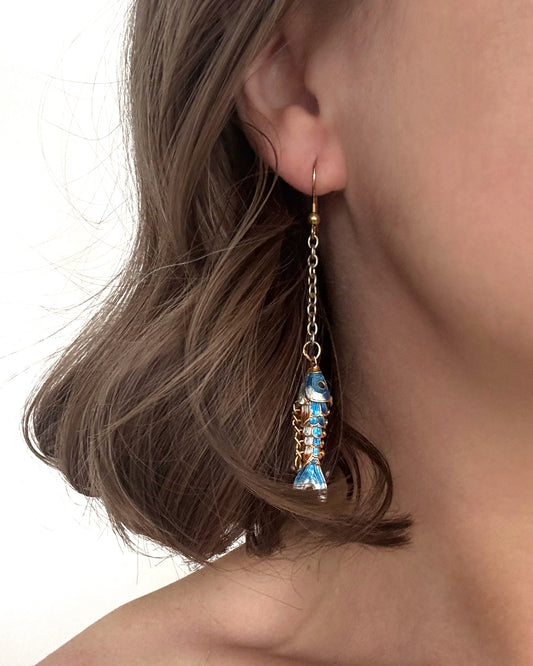 Vintage Articulated Colorful Koi Fish Earrings